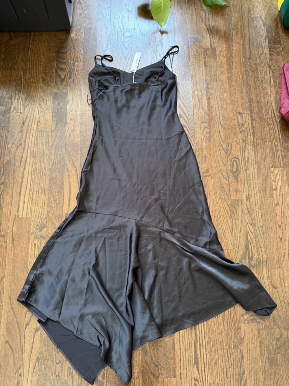 NWT Steve Madden Lucille Black Satin High-Low Slip Dress - Picture 4 of 9